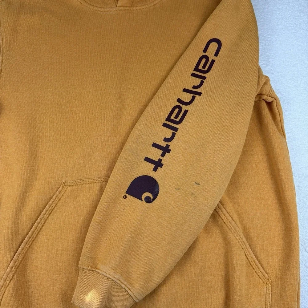 Carhartt Loose Fit Graphic Hoodie Sweatshirt Pullover K288 Q27 Orange Men Medium